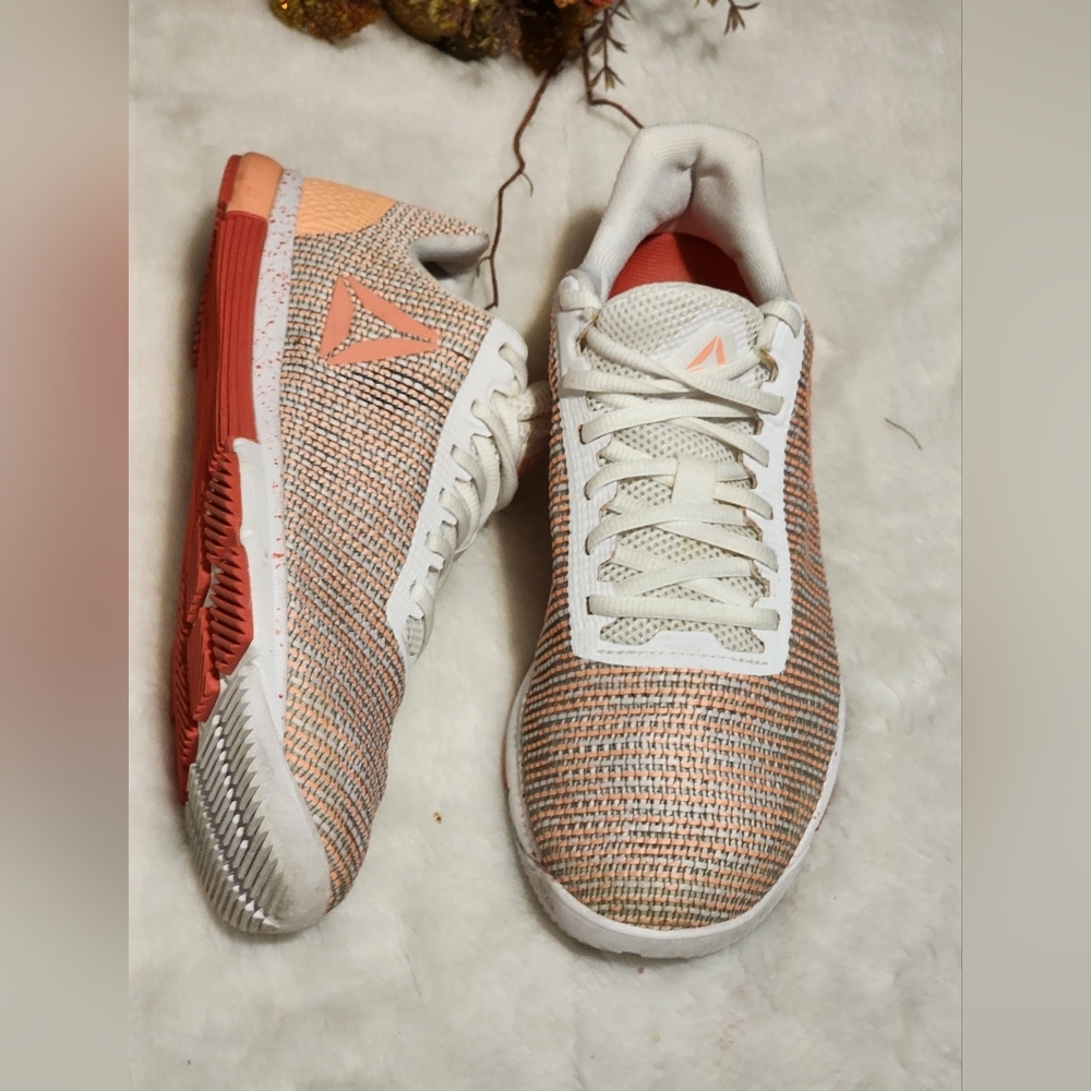 Reebok White and Orange Athletic Shoes